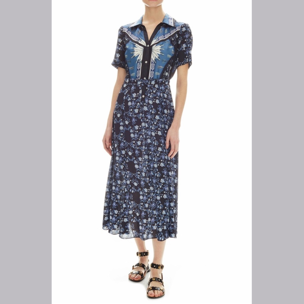 Sandro Paris Navy flowered dress. New with tags.